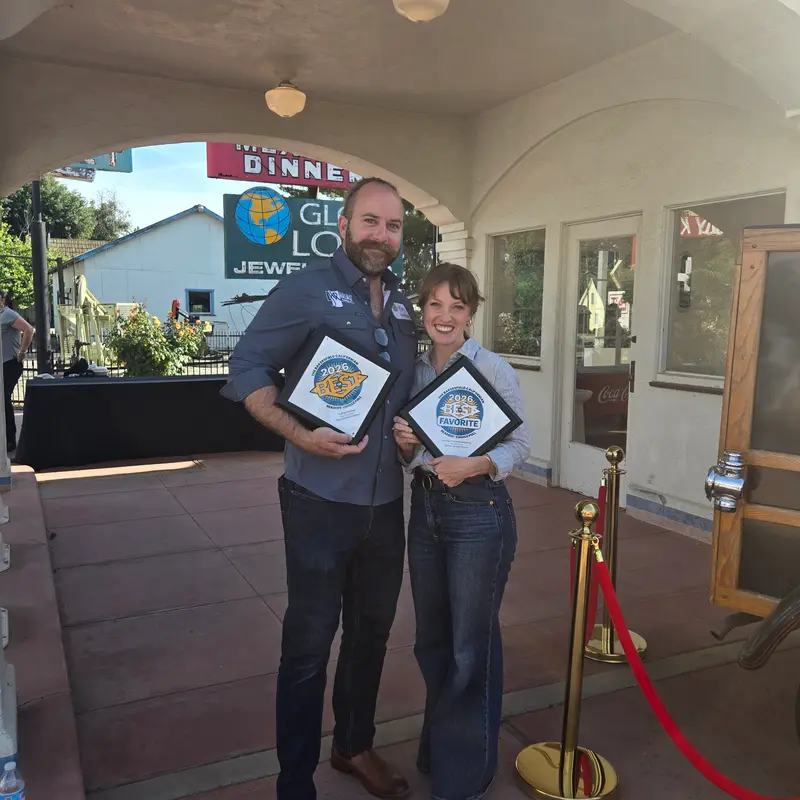 Kathryn and Marc Halling holding their 2026 Best of Bakersfield awards