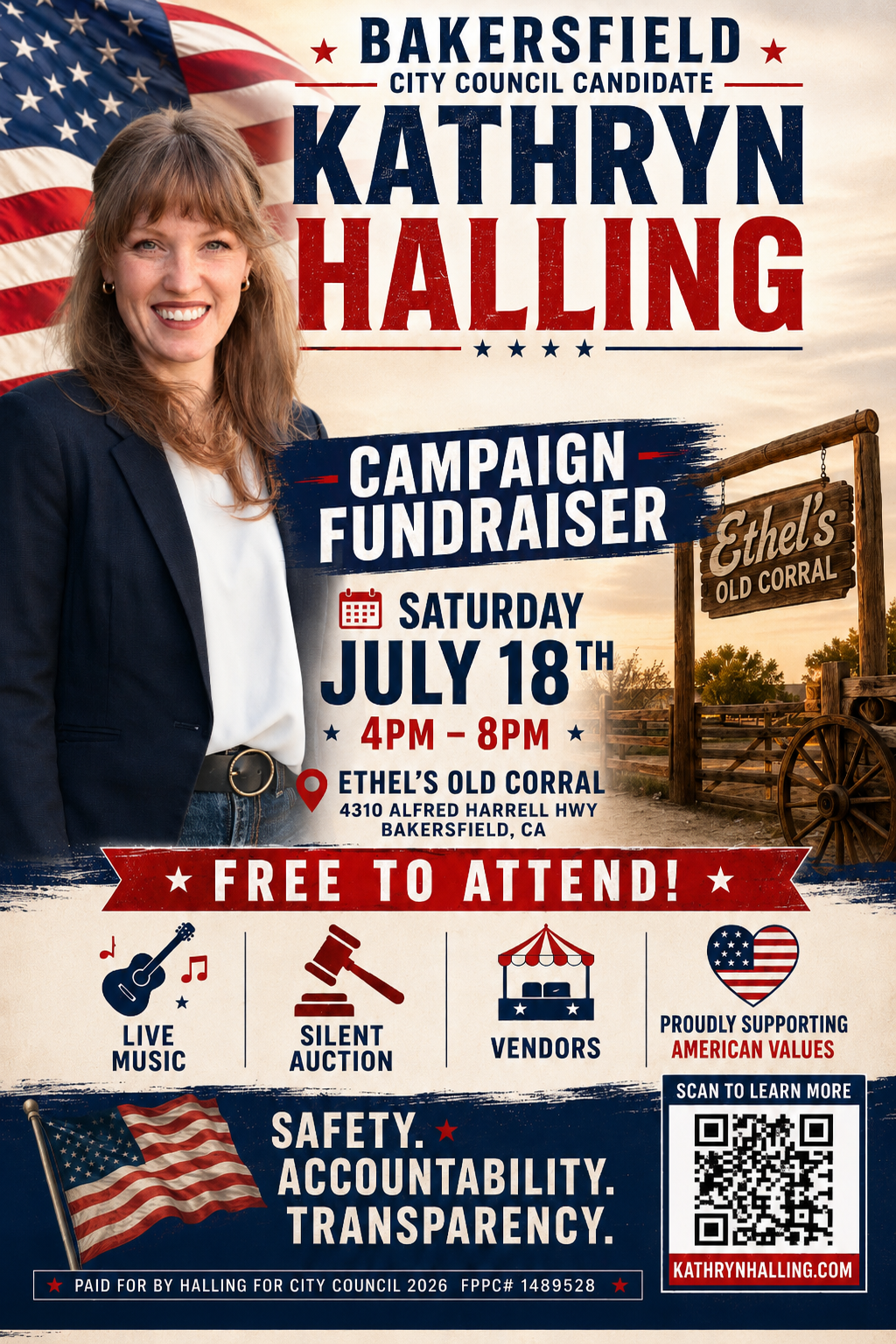Campaign fundraiser flyer for Kathryn Halling