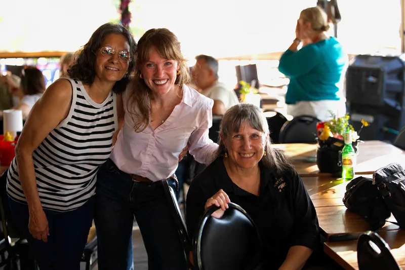 Kathryn Halling with supporters at an outdoor community lunch